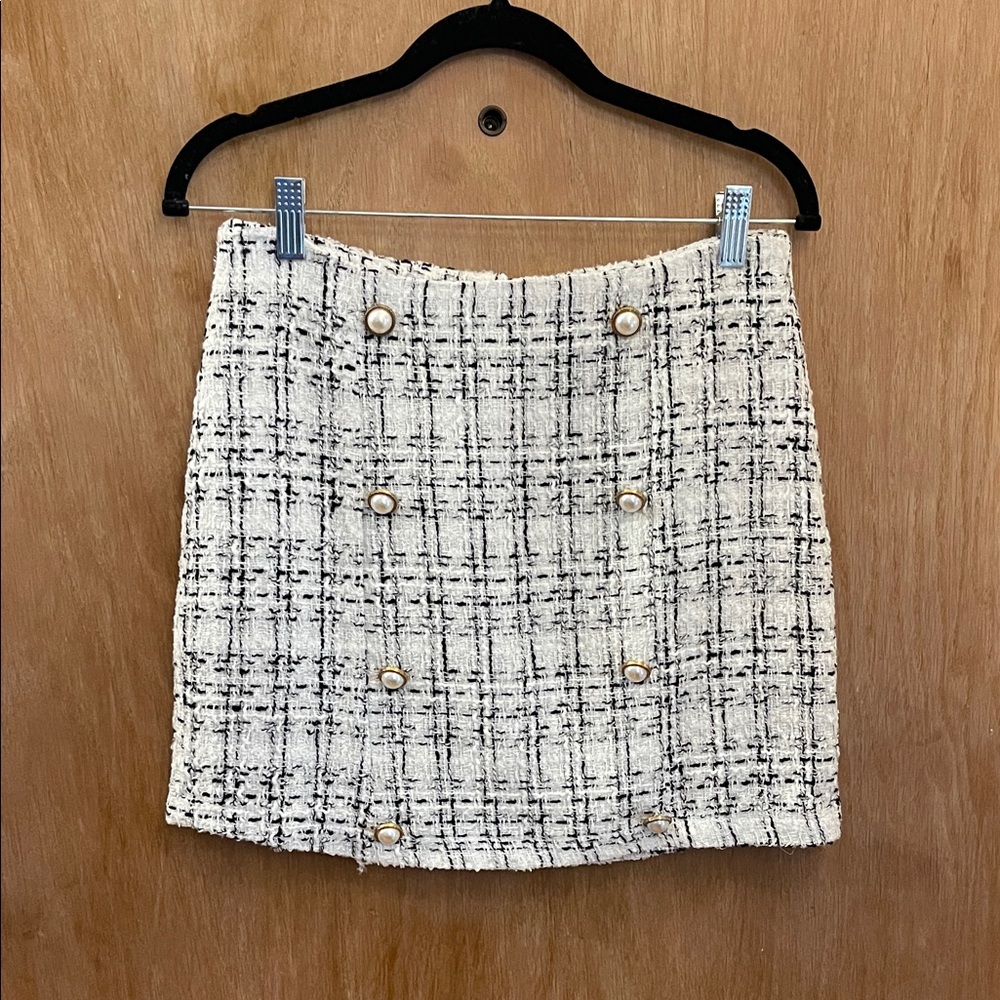 SHEIN Black and White Tweed Mini Skirt